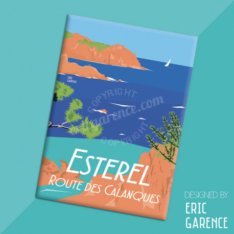 Magnet, "Esterel, Route des Calanques" Aimant, Eric Garence, Deco, house, gift, cadeau, business, nice, cote d'azur, arti