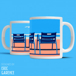 Mug "La Ponche et BB à Saint Tropez" , Eric Garence, Golfe, mehari, idée, noel, cadeau, cote d'azur, de funes, cruch