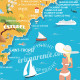 Poster French Rivierea Map by Eric Garence, French Riviera aluminim plexiglass paper original limited illustration