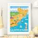 Poster French Rivierea Map by Eric Garence, French Riviera aluminim plexiglass paper original limited illustration