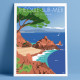 Affiche "Théoule-sur-Mer, La Pointe de l'Aiguille" par Eric Garence, Côte d'Azur France cadeau Plage, esterel