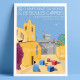 Affiche Championnat du monde de boules carrées 2018 à Cagnes par Eric Garence, Côte d'Azur France alu dibond plexiglass papier o