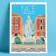 Affiche Nice, Place Masséna, Apollon, façades, affiche rétro, par Eric Garence, Côte d'Azur France luxe français made in France 