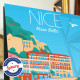 Affiche Nice, Place Garibaldi, vieux nice, façades, affiche rétro, par Eric Garence, Côte d'Azur France luxe français made in Fr