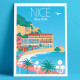 Affiche Nice, Place Garibaldi, vieux nice, façades, affiche rétro, par Eric Garence, Côte d'Azur France luxe français made in Fr