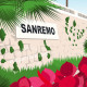 Modifier : Affiche "San Remo et son bougainvillier rouge", palmiers, eric garence, italy
