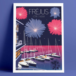 Affiche "Fréjus le Feu d'artifice vu du Port, 2022" Eric Garence 