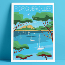 Poster, Porquerolles, the cicada, the lobster and the dolphin,2023