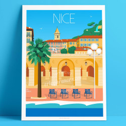 Le Vieux Nice à Midi, affiche par Éric Garence, Artiste illustrateur Français 
