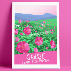 Poster Grasse Rose Centifolia by Eric Garence, French Riviera aluminim plexiglass paper original limited Capital of perfume