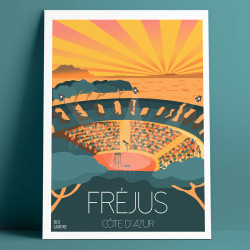 Affiche "Fréjus, Le Théatre Romain", 2025 par Eric Garence à l'occasion du spectacle du T'choup Comedy Club 