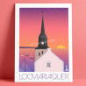 Locmariaquer poster by Eric Garence, Brittany decoration, pink gift idea, sunset, Gulf of Morbihan