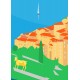 Poster Eze by Eric Garence, French Riviera art gallery artist contemporary collection Goat gold village medieval fragonard luxur